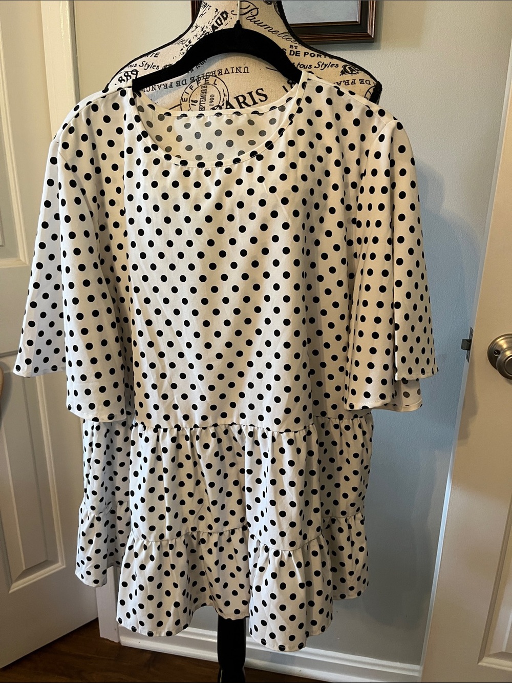 SHEIN White Blouse with Black Polka Dots